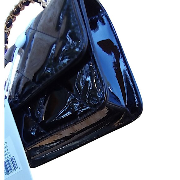 Valentino Orlandi NEW❤️‍🔥Black Patent Leather Chain Twist Lock Crossbody $349 - Picture 9 of 11